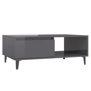 vidaXL Coffee Table | High gloss grey | Engineered wood, metal | 90x60x35 cm