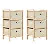 vidaXL Storage Racks with 3 Fabric Baskets 2 pcs Beige Cedar Wood