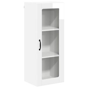 vidaXL Wall Glass Cabinet LUCCA High Gloss White 40 x 31 x 100 cm