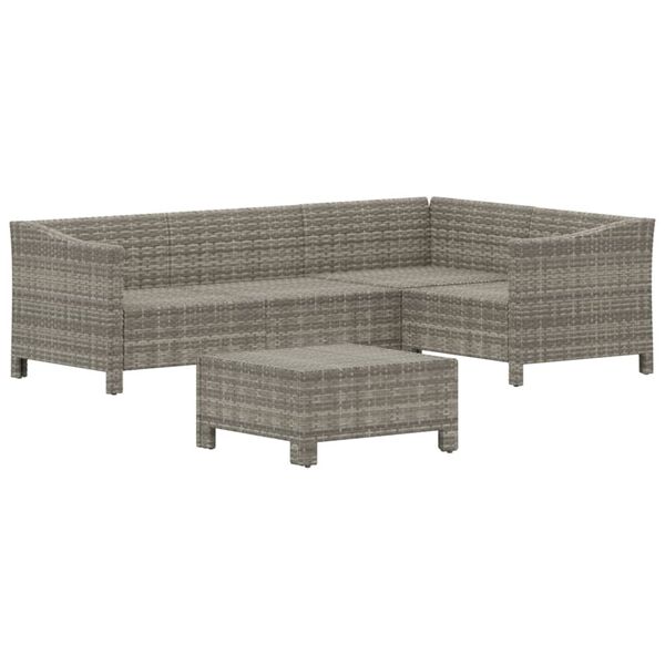 vidaXL 5 Piece Garden Lounge Set with Cushions Grey Poly Rattan