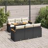 vidaXL 7 Piece Garden Sofa Set with Cushions Black Poly Rattan Acacia