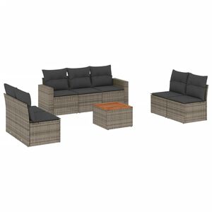 vidaXL 8 Piece Garden Sofa Set with Cushions Grey Poly Rattan