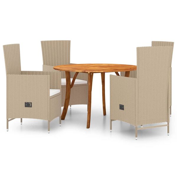 vidaXL 5 Piece Garden Dining Set Beige