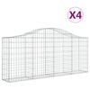 vidaXL Arched Gabion Baskets 4 pcs 200x30x80/100 cm Galvanised Iron