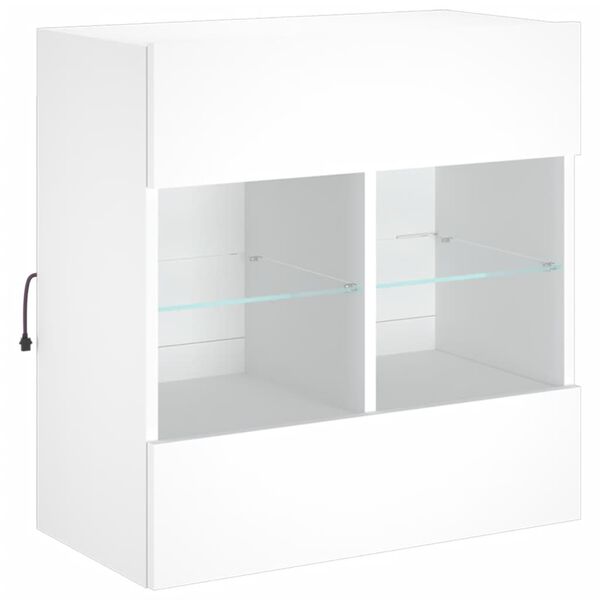 vidaXL TV Wall Cabinet with LED Lights White 58.5x30x60.5 cm