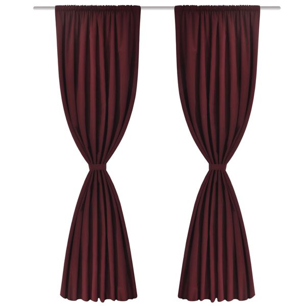 2 pcs Bordeaux Energy-saving Blackout Curtains Double Layer 140x245cm