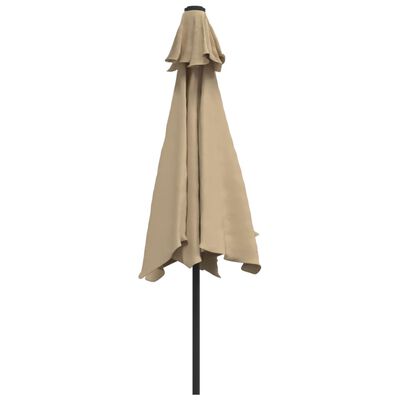 vidaXL Outdoor Parasol with LED Lights and Steel Pole 300cm Taupe