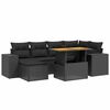 vidaXL 7 Piece Garden Sofa Set with Cushions Black Poly Rattan
