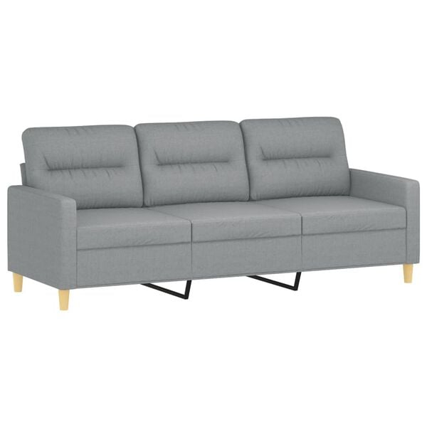 vidaXL 3 Piece Sofa Set with Cushions Light Grey Fabric