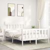 vidaXL Bed Frame without Mattress White Double Solid Wood Pine