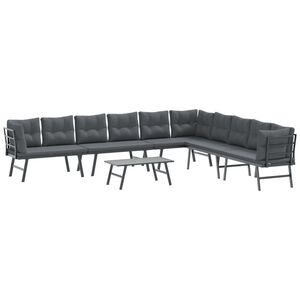vidaXL 5 Piece Garden Bench Set with Cushions Black Powder-coated Steel