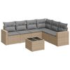 vidaXL 7 Piece Garden Sofa Set with Cushions Beige Poly Rattan