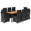 vidaXL 9 Piece Garden Dining Set with Cushions Black Poly Rattan