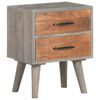 vidaXL Bedside Cabinet Grey 40x30x50 cm Solid Rough Mango Wood