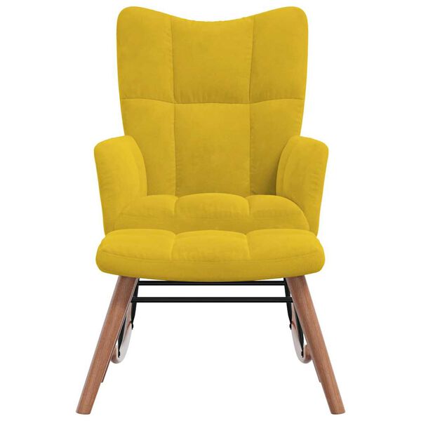 vidaXL Rocking Chair with a Stool Mustard Yellow Velvet