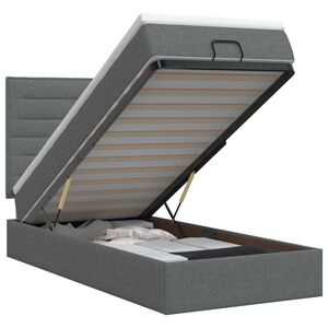vidaXL Ottoman Bed with Mattress Dark Grey 107 x 203 cm Fabric