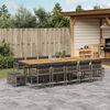 vidaXL 15 Piece Garden Dining Set with Cushions Grey Poly Rattan