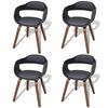 vidaXL Dining Chairs 4 pcs Black Bent Wood and Faux Leather