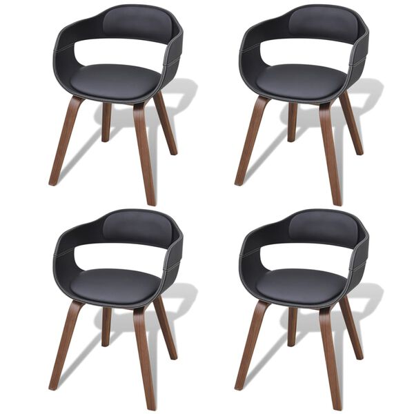 vidaXL Dining Chairs 4 pcs Black Bent Wood and Faux Leather