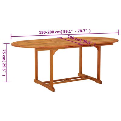 vidaXL Garden Table 200x100x75 cm Solid Wood Eucalyptus