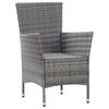 vidaXL 7 Piece Outdoor Dining Set with Cushions Poly Rattan Grey