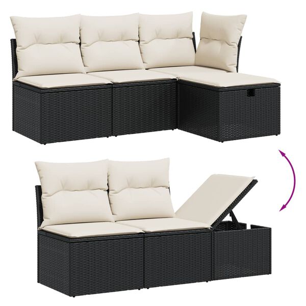 vidaXL 6 Piece Garden Sofa Set with Cushions Black Poly Rattan