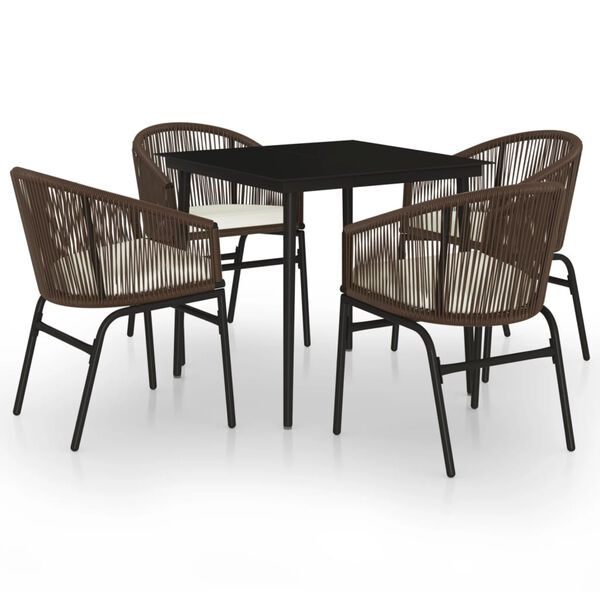 vidaXL 5 Piece Garden Dining Set Brown