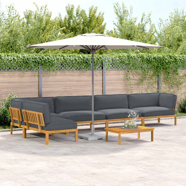 vidaXL Sofa Set with Cushion Plain 6 pcs Anthracite Solid Acacia Wood
