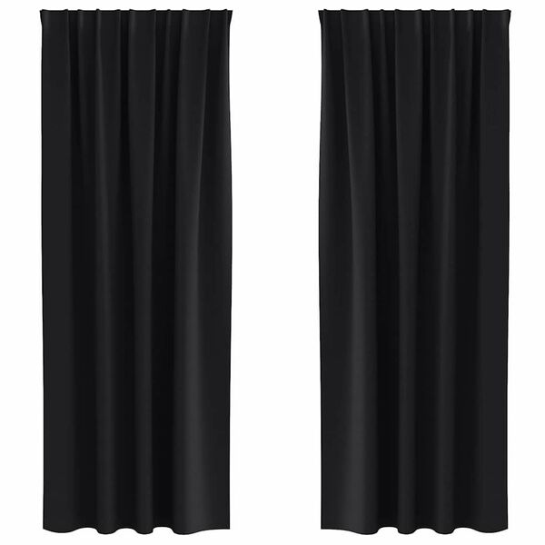 vidaXL Blackout Curtains with Rings 2 pcs Black 245 x 140 cm Polyester