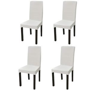 vidaXL Chair Cover | Set of 4 | Cream | Polyester, Elastane | Universal