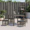 vidaXL Garden Stools with Cushions 4 pcs Grey 41x41x36 cm Poly Rattan