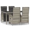 vidaXL 5 Piece Garden Dining Set with Cushions Grey Poly Rattan