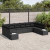 vidaXL Garden Sofa Set with Cushion 10 pcs Black Poly Rattan