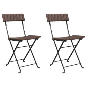 vidaXL Folding Chairs 2 pcs Brown Poly Rattan and Steel