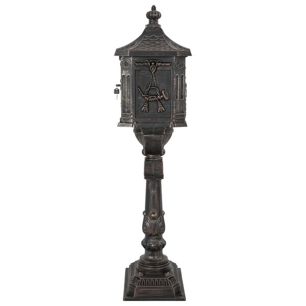 vidaXL Standing Mailbox Bronze 42.5 x 29.5 x 117 cm Cast Aluminum