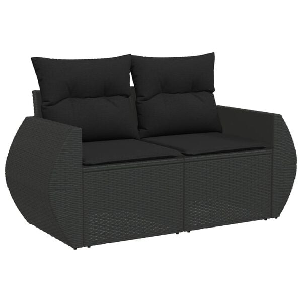 vidaXL 5 Piece Garden Sofa Set with Cushions Black Poly Rattan