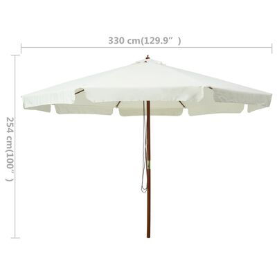 vidaXL Outdoor Parasol with Wooden Pole 330 cm Sand White