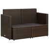 vidaXL 2 Seater Garden Sofa with Cushions Brown Poly Rattan