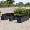 vidaXL Garden Sofa Set Height-Adjustable 11 pcs Black Poly Rattan