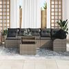 vidaXL Garden Sofa Set with Cushion 7 pcs Grey Poly rattan