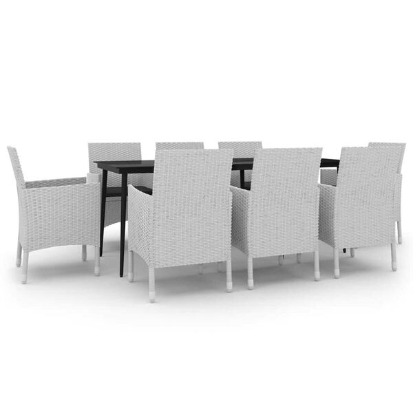 vidaXL 9 Piece Garden Dining Set with Cushions Poly Rattan and Glass