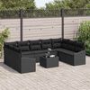 vidaXL Garden Sofa Set with Storage Black Poly Rattan