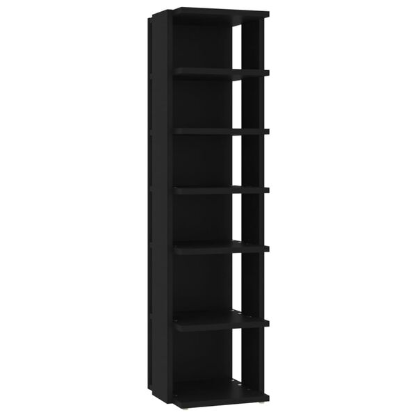 vidaXL Shoe Cabinet Black 27.5x27x102 cm Engineered Wood