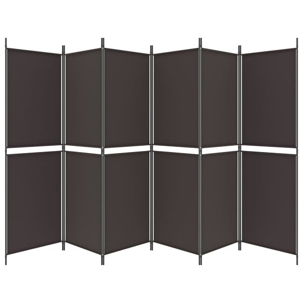 vidaXL 6-Panel Room Divider Brown 300x180 cm Fabric