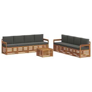 vidaXL Outdoor Sofa Set 9 pcs Natural and Anthracite