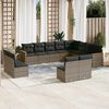 vidaXL 12 Piece Garden Sofa Set with Cushions Grey Poly Rattan