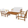 vidaXL 4 Piece Garden Lounge Set with Cushions Solid Acacia Wood
