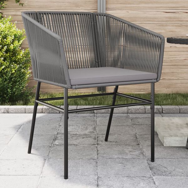 vidaXL Garden Chairs 2 pcs with Cushions Grey Poly Rattan