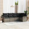 vidaXL Garden Sofa Set with Storage 5 pcs Grey Poly Rattan