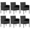 vidaXL 7 Piece Garden Dining Set Black Poly Rattan and Steel